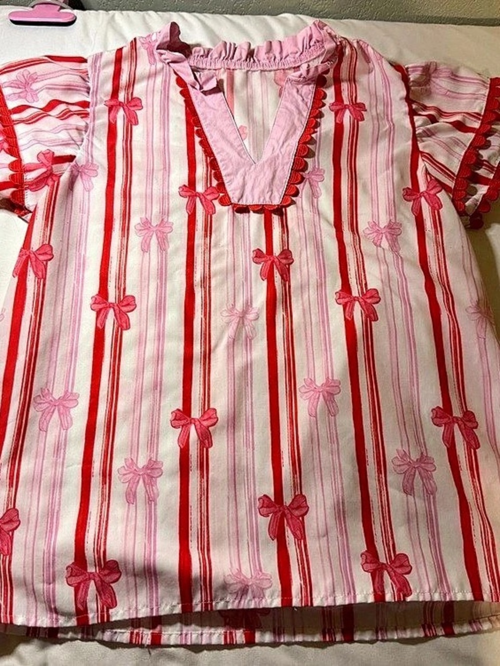 Striped Blouse in Pink & Red Size Small